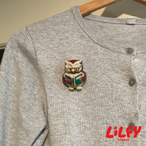 WISE OWL (Reading) - Brooch